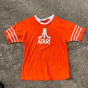 Atari Orange White Ringer T-shirt Changes Preshrunk Size LARGE Made in Canada